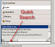 Screenshot showing the location of the Quick Search box